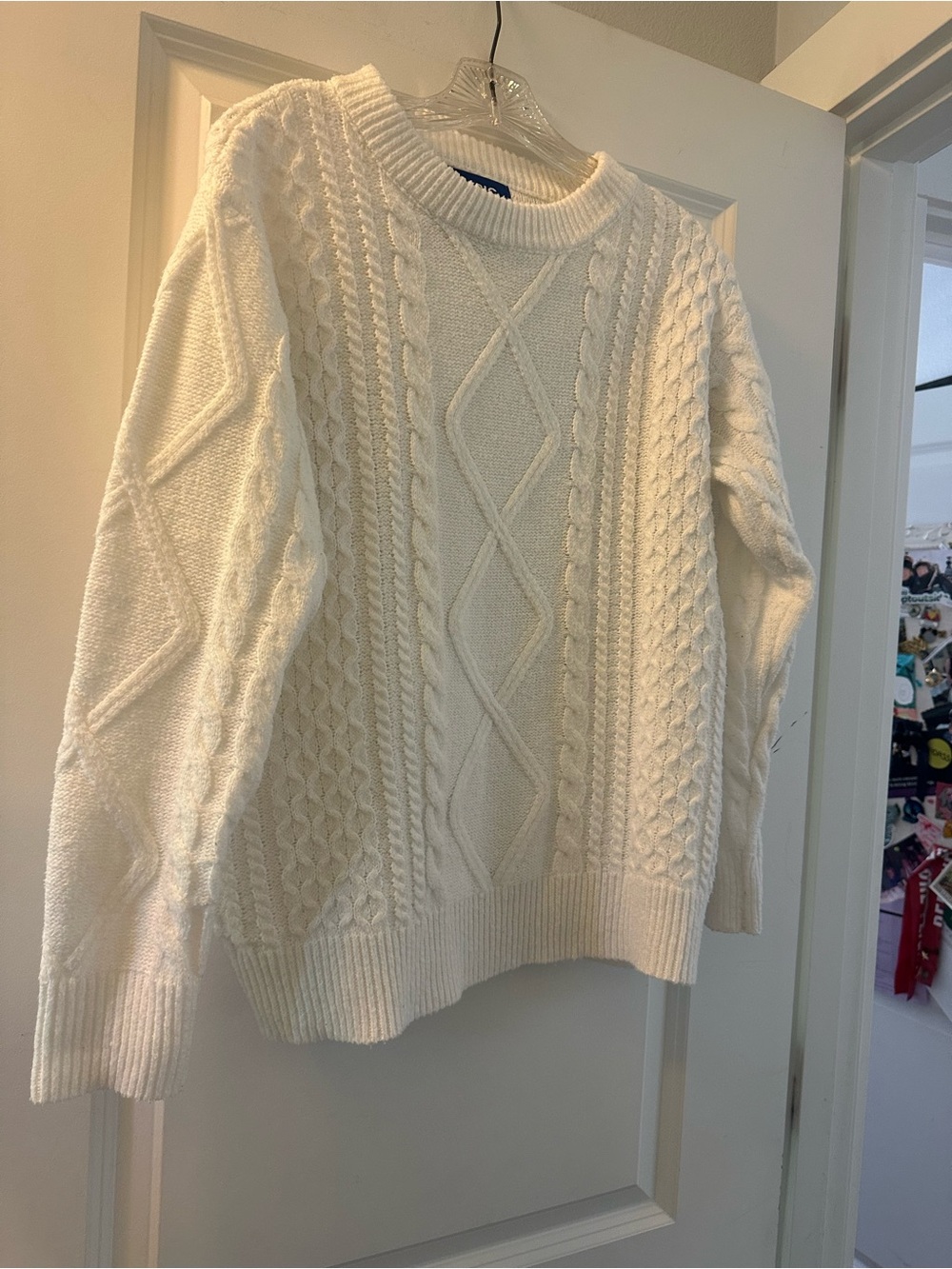 Aelfric Eden Cream Cable Knit Crewneck Sweater